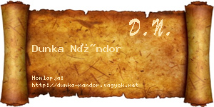 Dunka Nándor névjegykártya